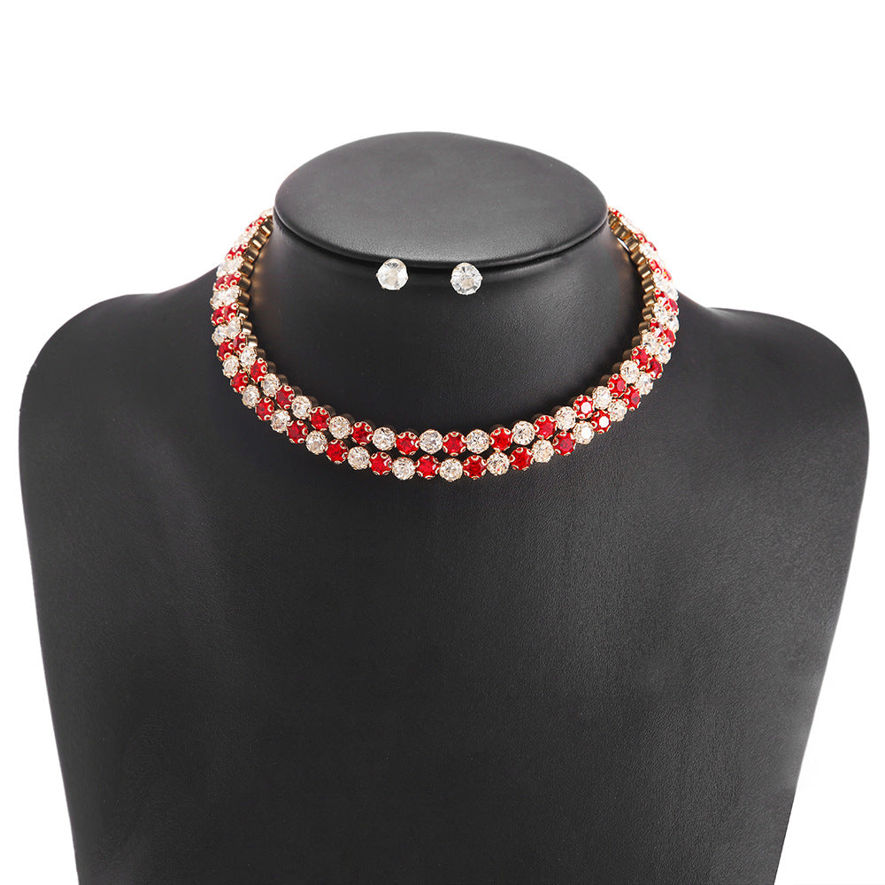 Zircon Studded Alloy Cross-border Necklace