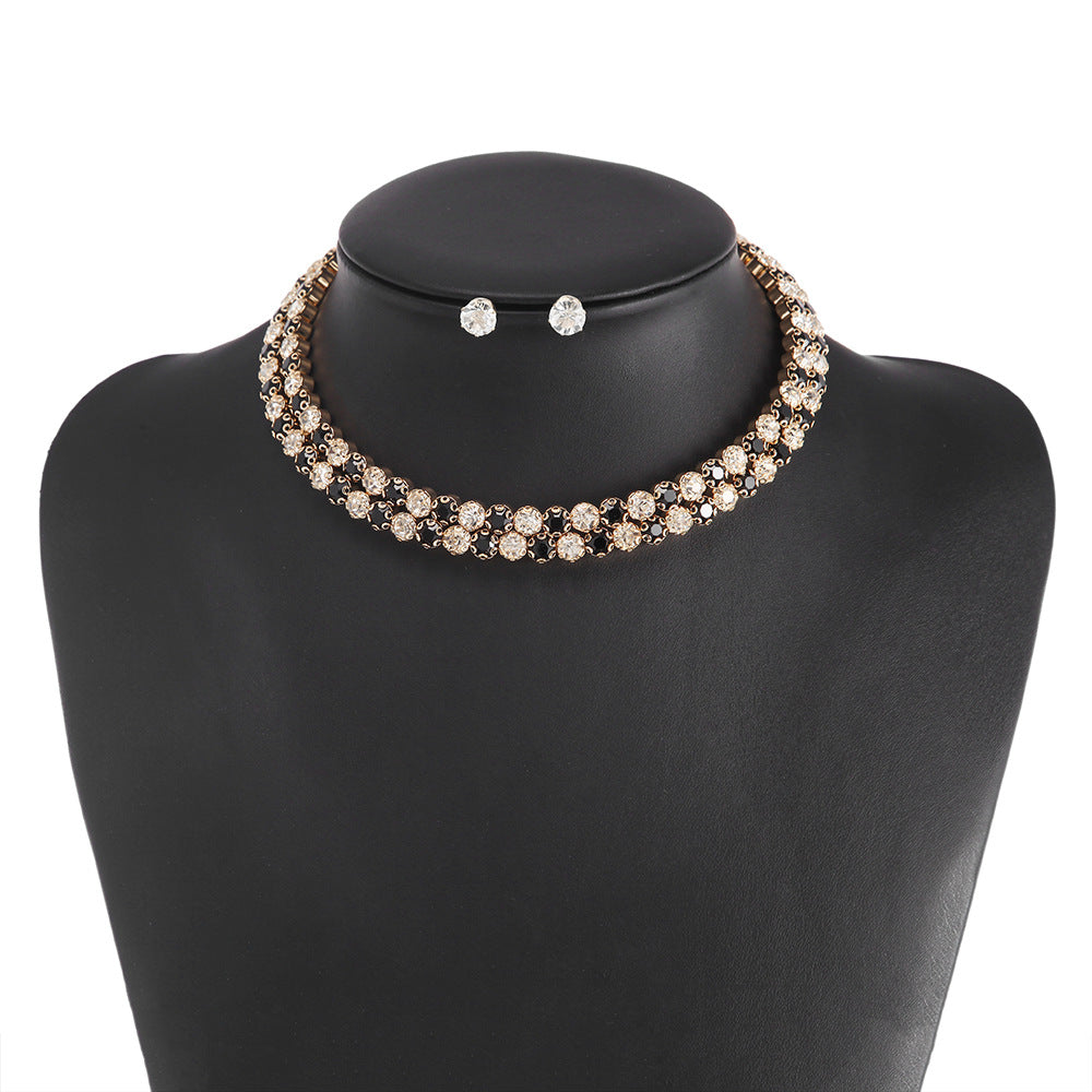 Zircon Studded Alloy Cross-border Necklace