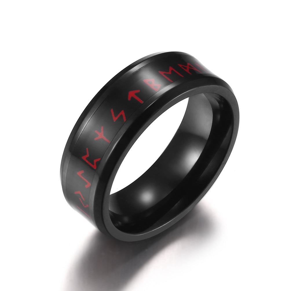 Nordic Style Viking Text Totem Intelligent Temperature Sensing Temperature Ring – Test Body