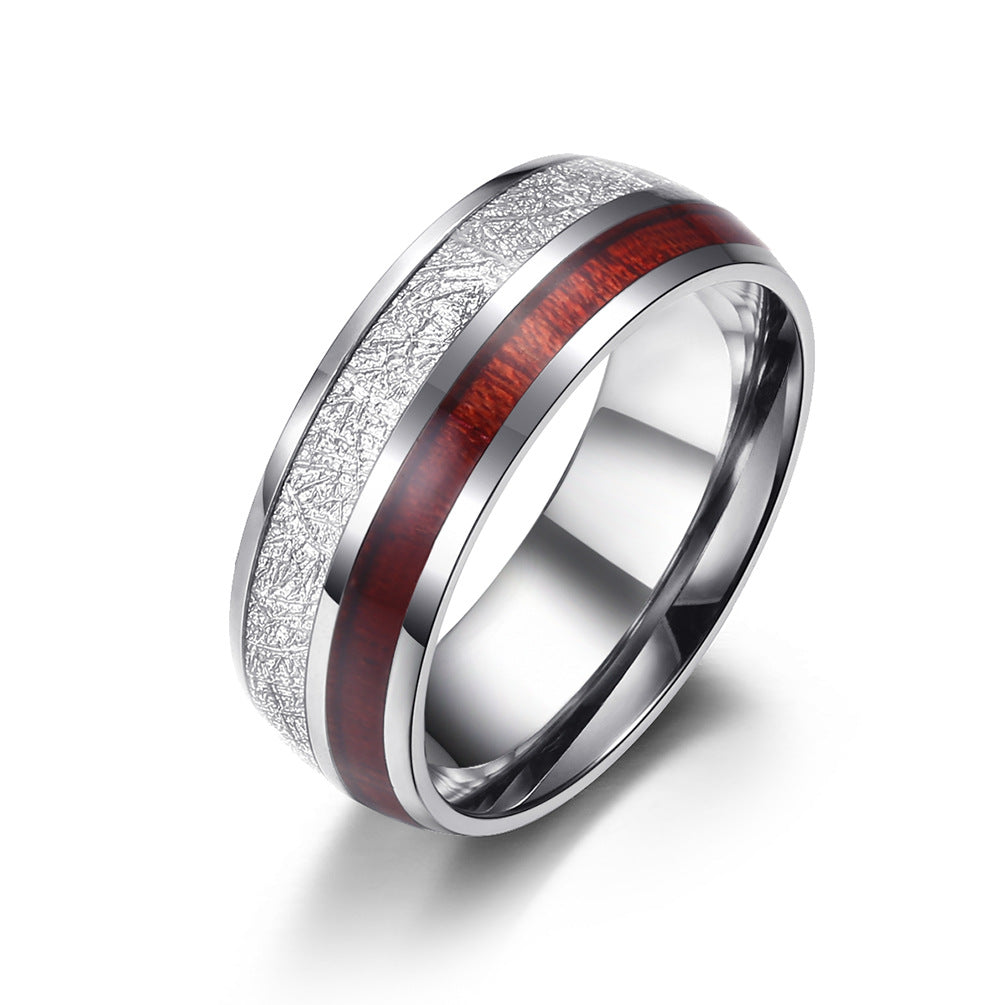 Steel Ring – Luxury Men's Band With Inlaid Carbon Fiber Wood Leather Titanium Planderful Everyday Genie