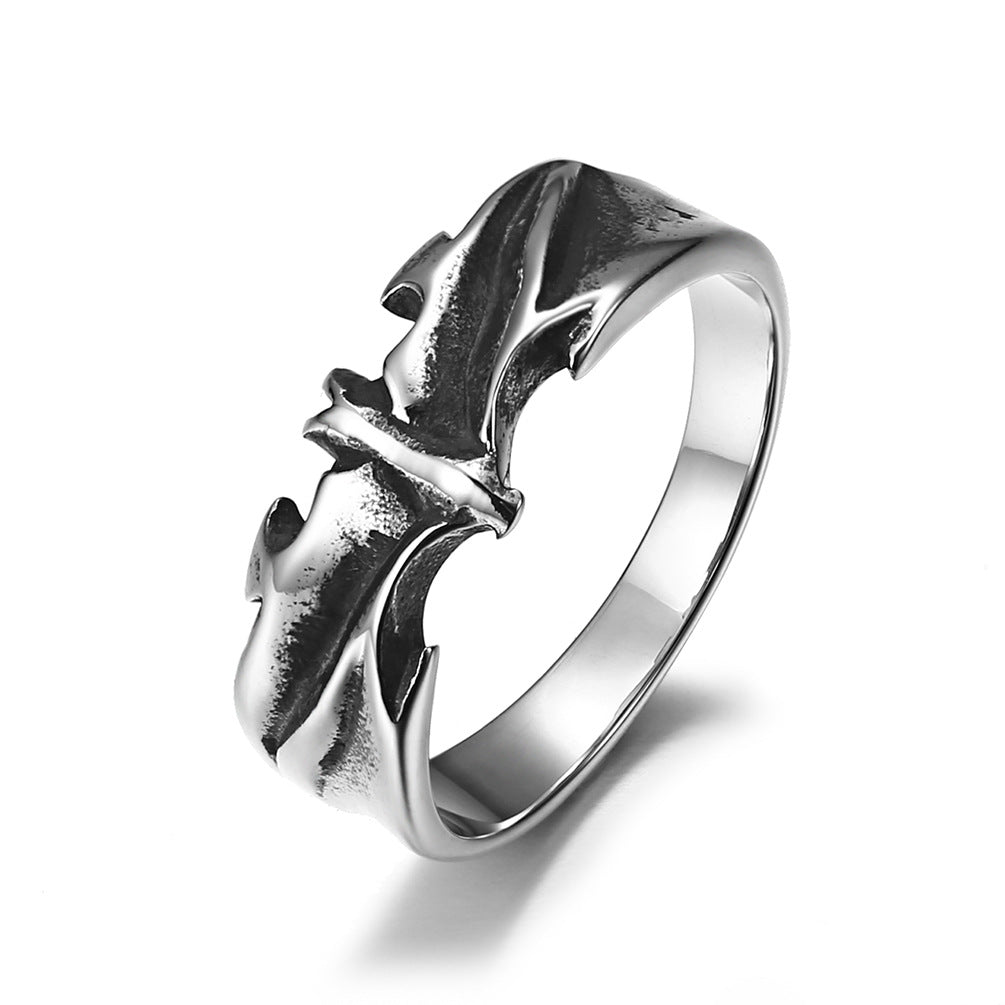 Ins Old Retro Gothic Bat Ring for Trendy Male Students