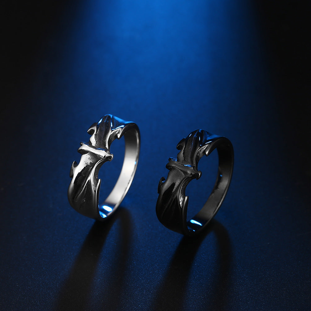 Planderful Gothic Bat Ring For Punk And Gothic Fans Steel Statement Jewelry Retro Style Unisex