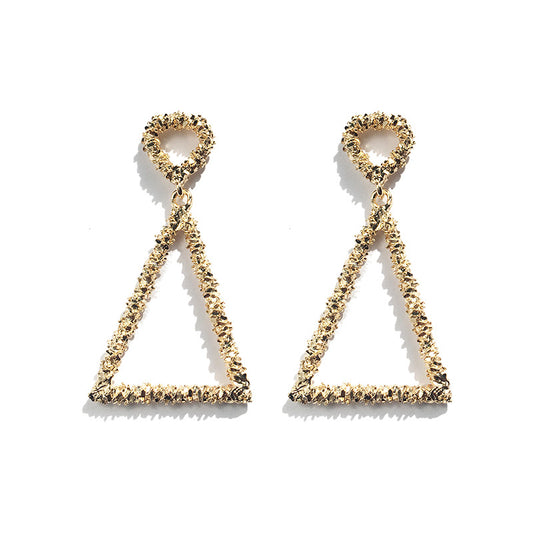 Planderful Collection: Vienna Verve Metal Geometric Earrings - European Style
