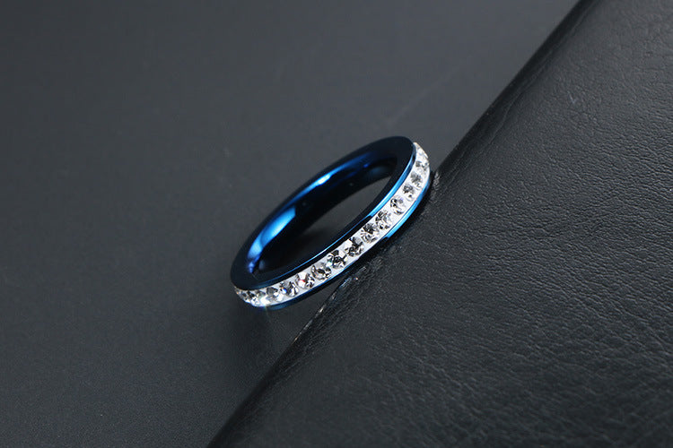Elegant Titanium Steel Ring with Zircon Accents, Five-Color Electroplated Rose Gold Finish, Korean OL Style Jewelry