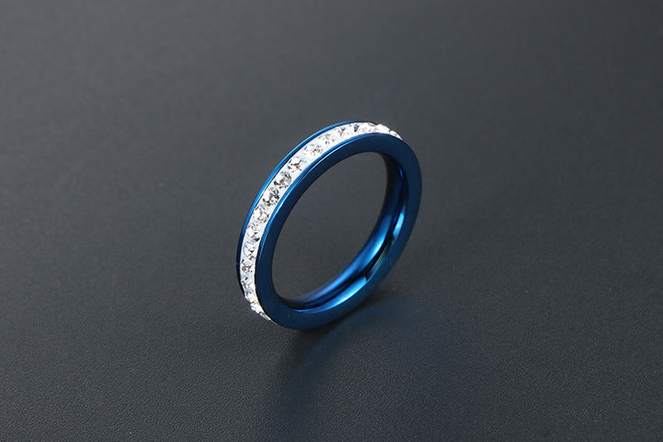 Elegant Titanium Steel Ring with Zircon Accents, Five-Color Electroplated Rose Gold Finish, Korean OL Style Jewelry