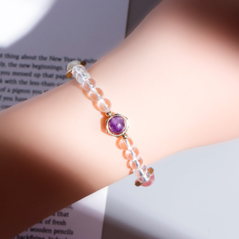 Fortune's Favor Sterling Silver Crystal Moonstone Amethyst Bracelet