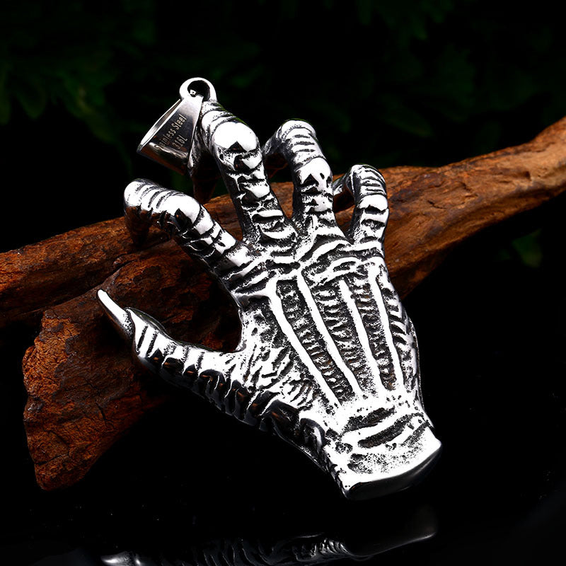Retro Punk Devil's Hand Stainless Steel Pendant for Men - Titanium Steel Devil's Eye Jewelry