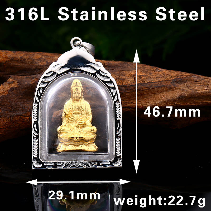 Men's Titanium Steel Sakyamuni Buddha and Guanyin Pendant, Creative Minimalist Jewelry Wholesale