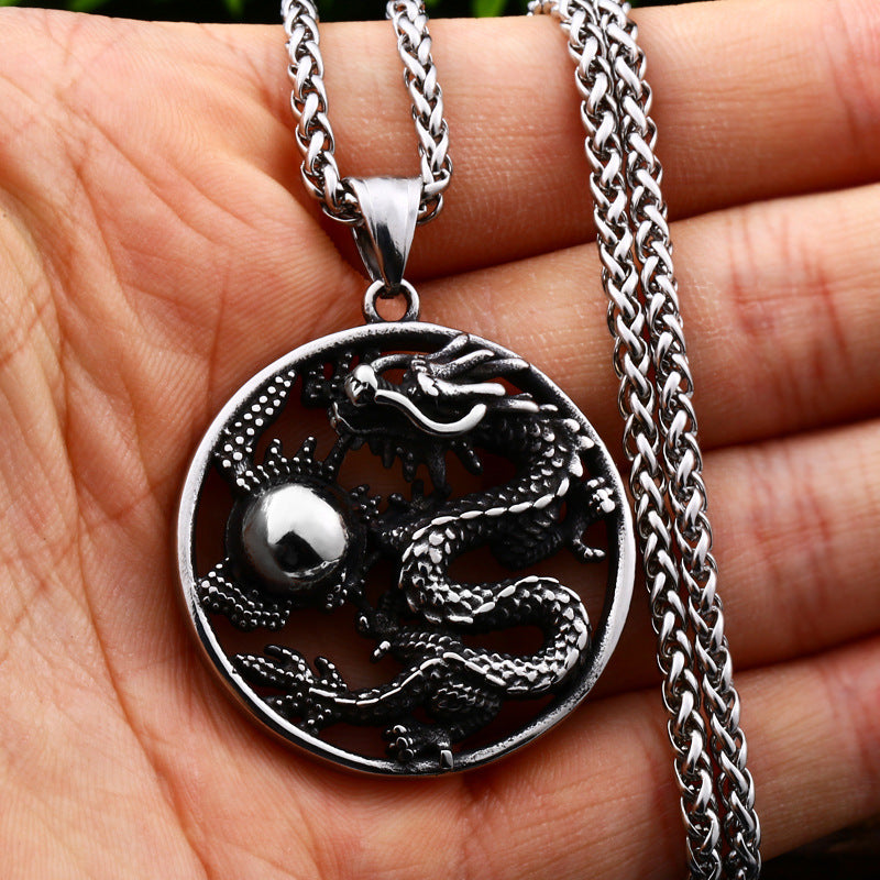 Custom Ethnic Dragon Titanium Steel Pendant for Men - Wholesale Stainless Steel Jewelry