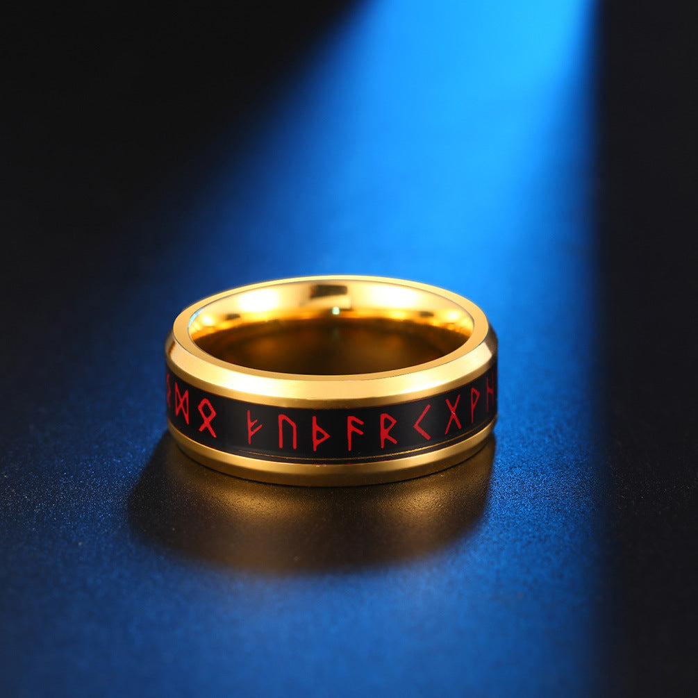 Nordic Style Viking Text Totem Intelligent Temperature Sensing Temperature Ring – Test Body
