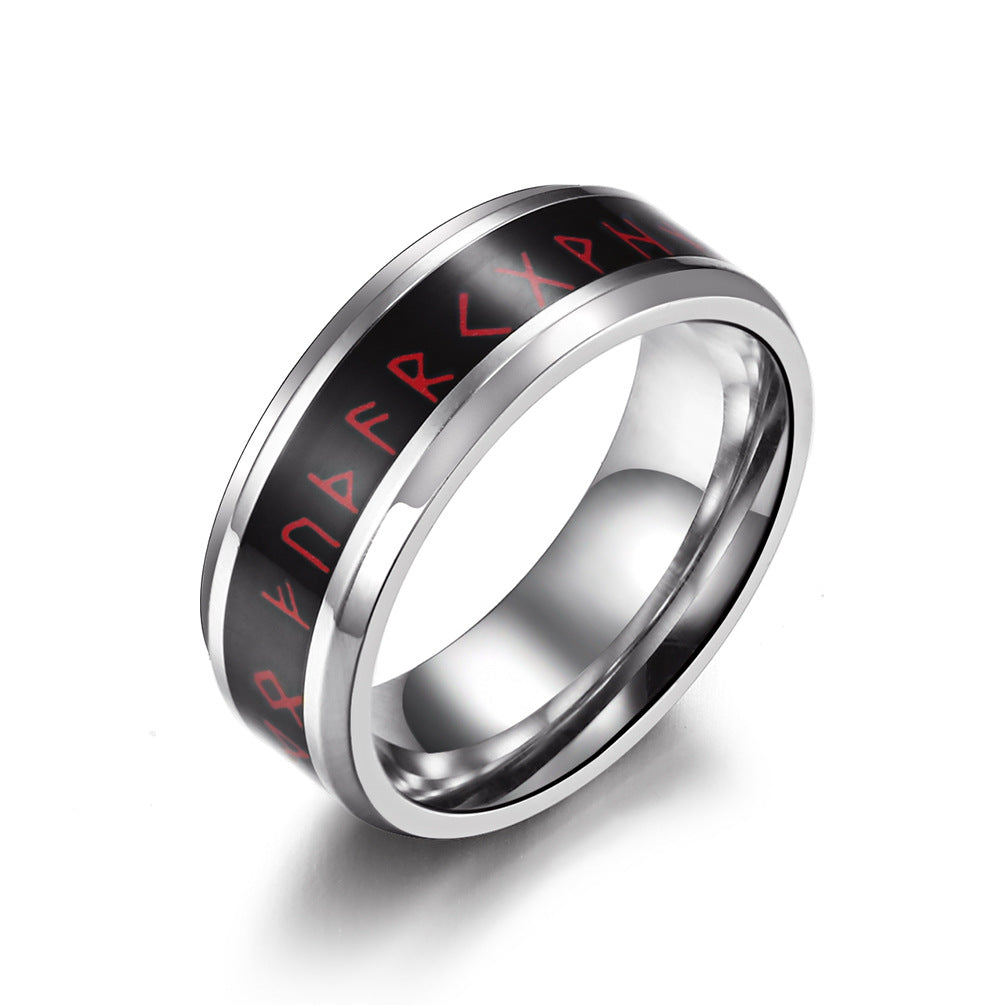 Nordic Style Viking Text Totem Intelligent Temperature Sensing Temperature Ring – Test Body
