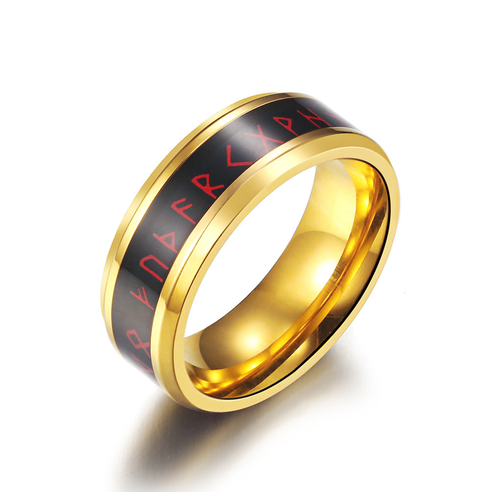 Nordic Style Viking Text Totem Intelligent Temperature Sensing Temperature Ring – Test Body
