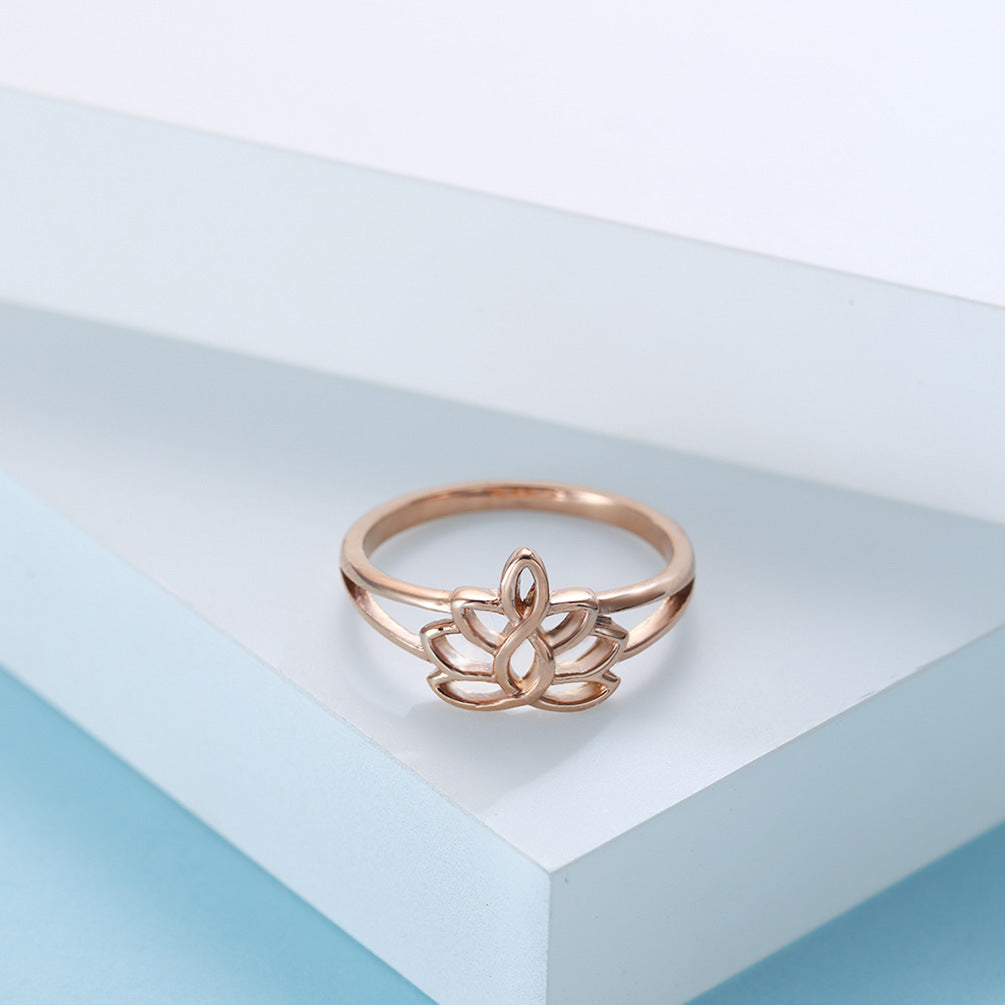 Hollow Lotus Engagement Wedding Couple Ring – Stainless Steel
