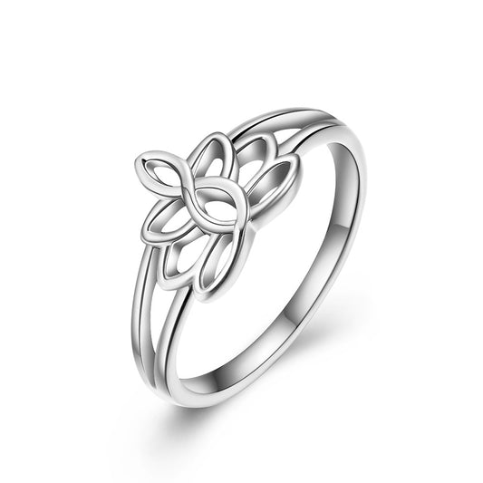 Hollow Lotus Engagement Wedding Couple Ring – Stainless Steel