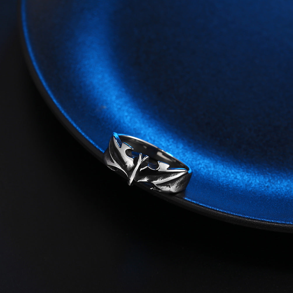 Ins Old Retro Gothic Bat Ring for Trendy Male Students