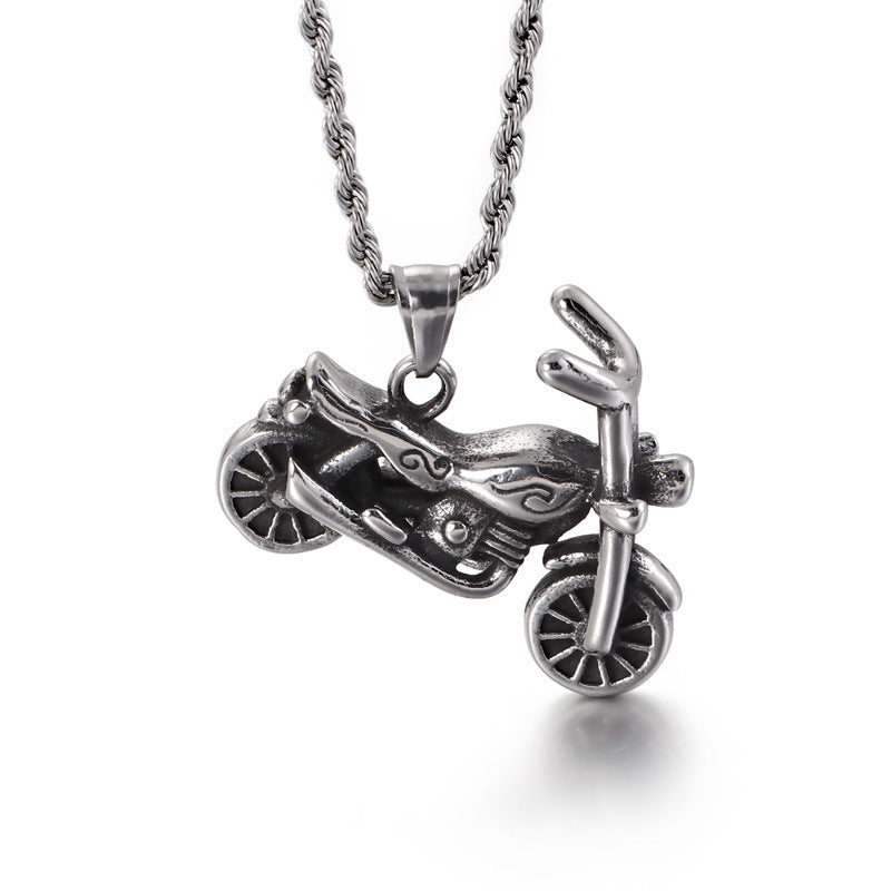 Rebel Rider Titanium Steel Skull Motorcycle Pendant