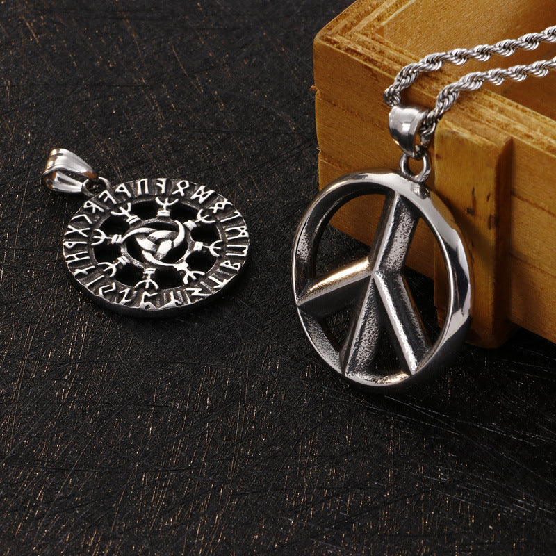 Sunflower Viking Pendant - Stainless Steel Men's Accessory