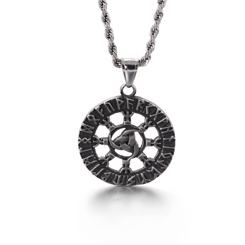 Sunflower Viking Pendant - Stainless Steel Men's Accessory