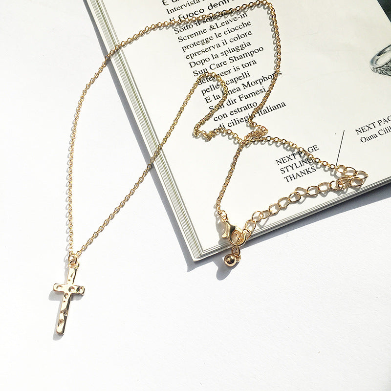 European and American Inspired Three-Layer Necklace for Women with Cross Pendant