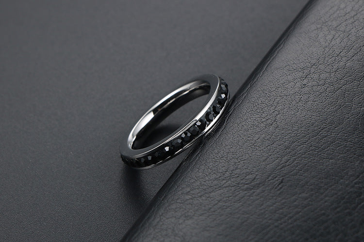 Elegant Titanium Steel Ring with Zircon Accents, Five-Color Electroplated Rose Gold Finish, Korean OL Style Jewelry