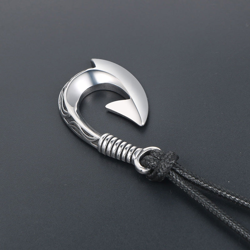 Personalized Titanium Steel Axe Pendant Necklace for Men - Fashion Punk Fish Hook Accessories