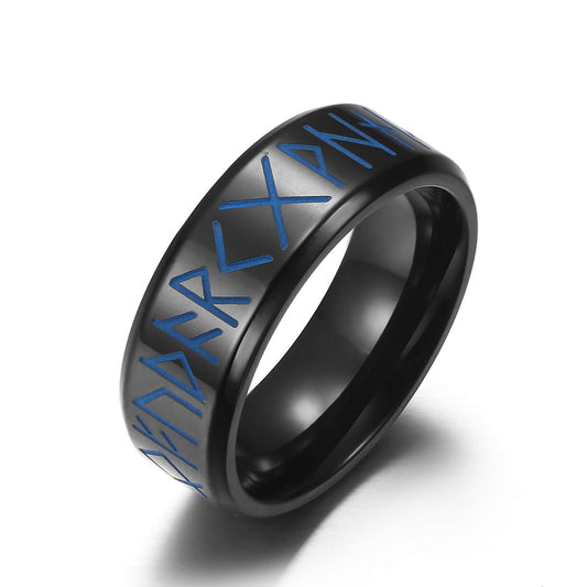 Planderful Nordic Viking Ring Luminous Engraved Text Unisex Jewelry Gift For Men Women