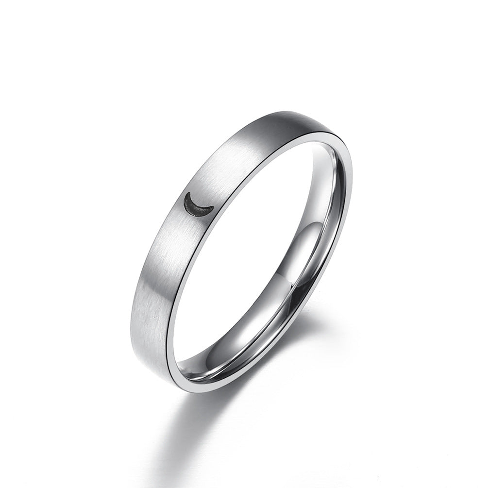 Brushed Style Sun Moon Luminous Luminous Couple Ring – Student