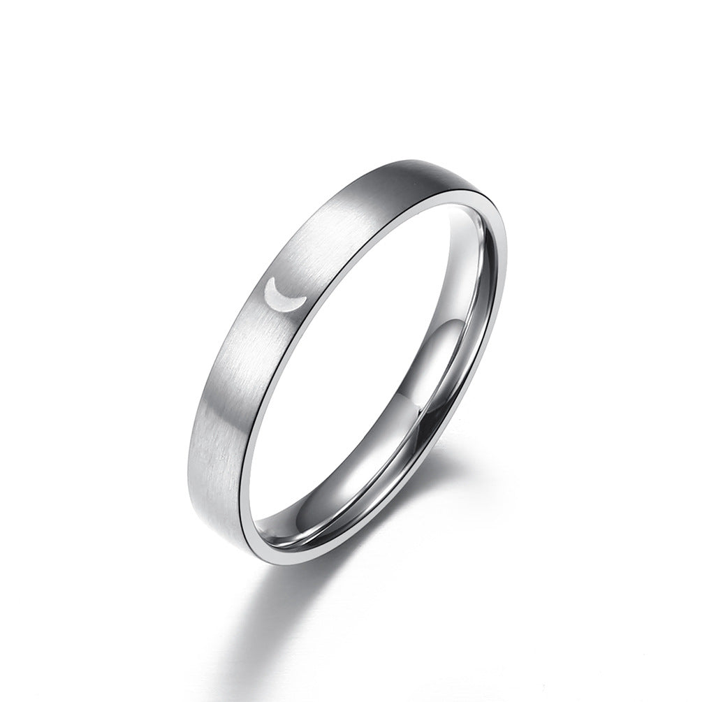 Brushed Style Sun Moon Luminous Luminous Couple Ring – Student
