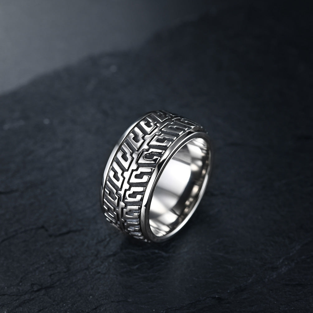 Planderful Rotatable Tire Pattern Ring For Men Hip Hop Street Style Steel Jewelry Gift