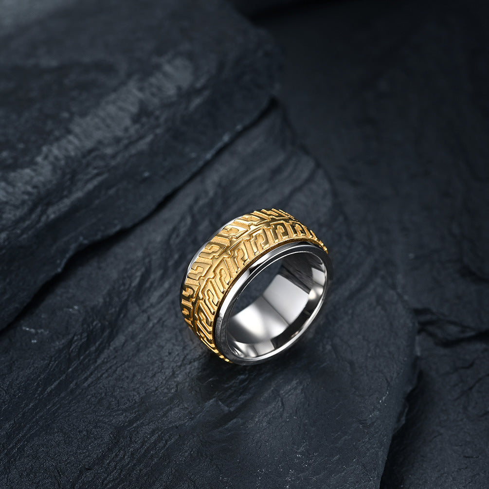 Rotatable Car Tire Titanium Steel Ring for Hipster Men