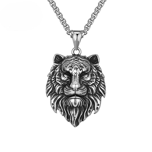 Stainless Steel Necklace – Statement Lion Head Pendant