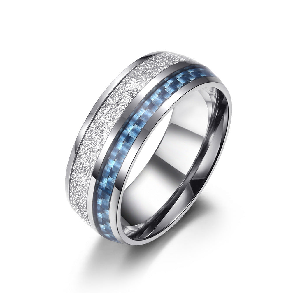 Steel Ring – Luxury Men's Band With Inlaid Carbon Fiber Wood Leather Titanium Planderful Everyday Genie