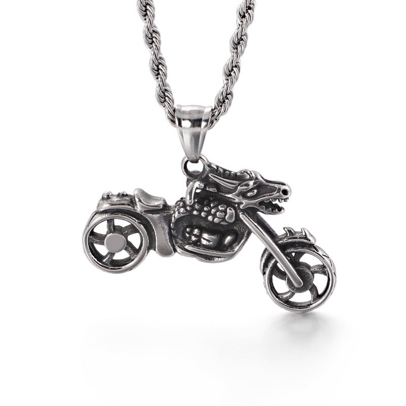 Rebel Rider Titanium Steel Skull Motorcycle Pendant