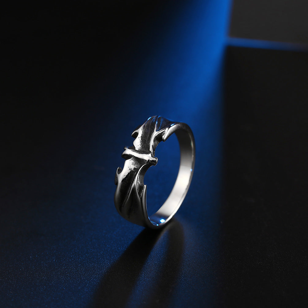 Planderful Gothic Bat Ring For Punk And Gothic Fans Steel Statement Jewelry Retro Style Unisex