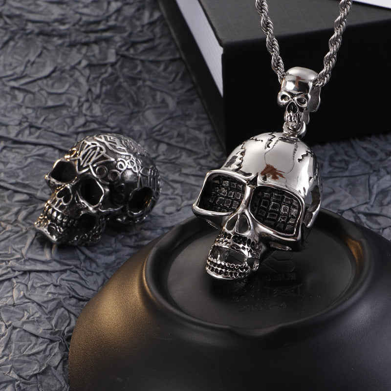Trendy Men's Skull Pendant in Hip-Hop Style - European and American Titanium Steel Jewelry
