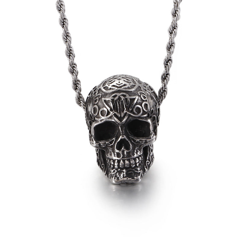 Trendy Men's Skull Pendant in Hip-Hop Style - European and American Titanium Steel Jewelry