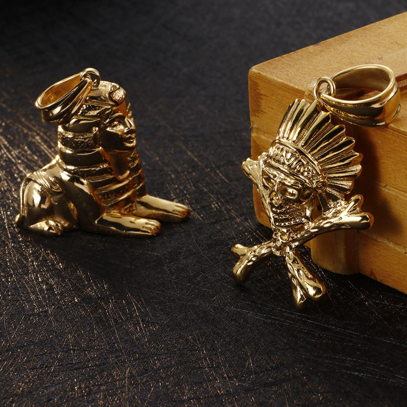 Punk Style Titanium Steel Skull Chief Pendant for Hipster Men and Women