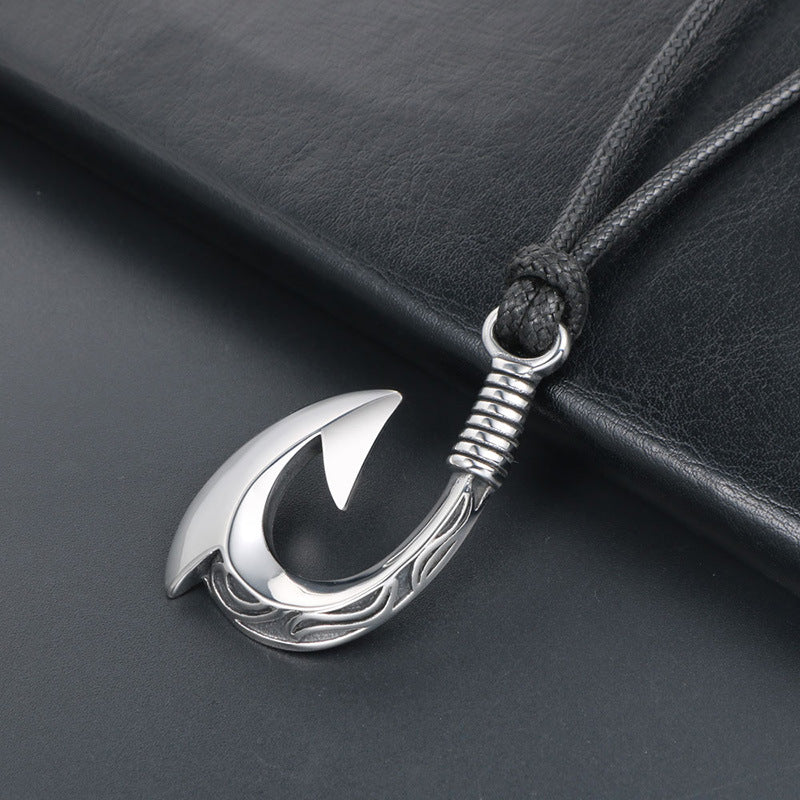 Personalized Titanium Steel Axe Pendant Necklace for Men - Fashion Punk Fish Hook Accessories