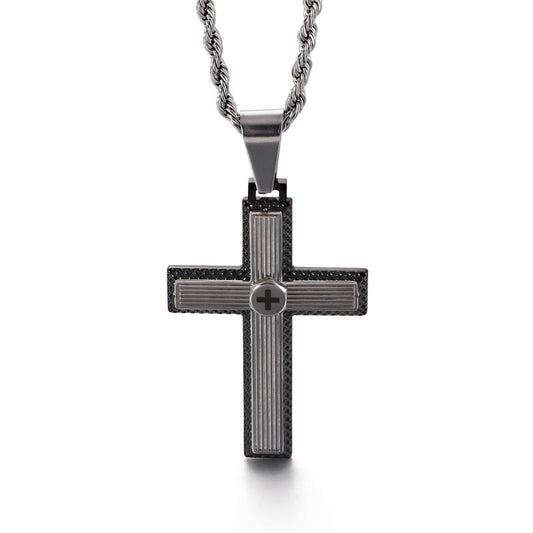 Stylish Two-Tone Cross Pendant Necklace for Men by Planderful