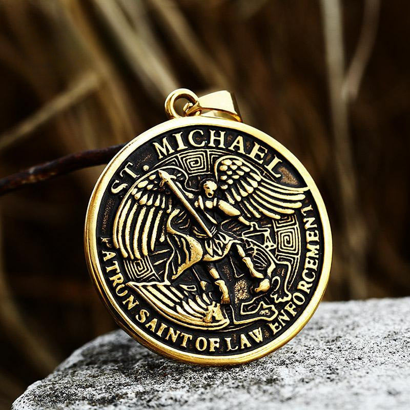 Greek Mythology-Inspired Angel Pendant with Retro Stainless Steel Design for Men