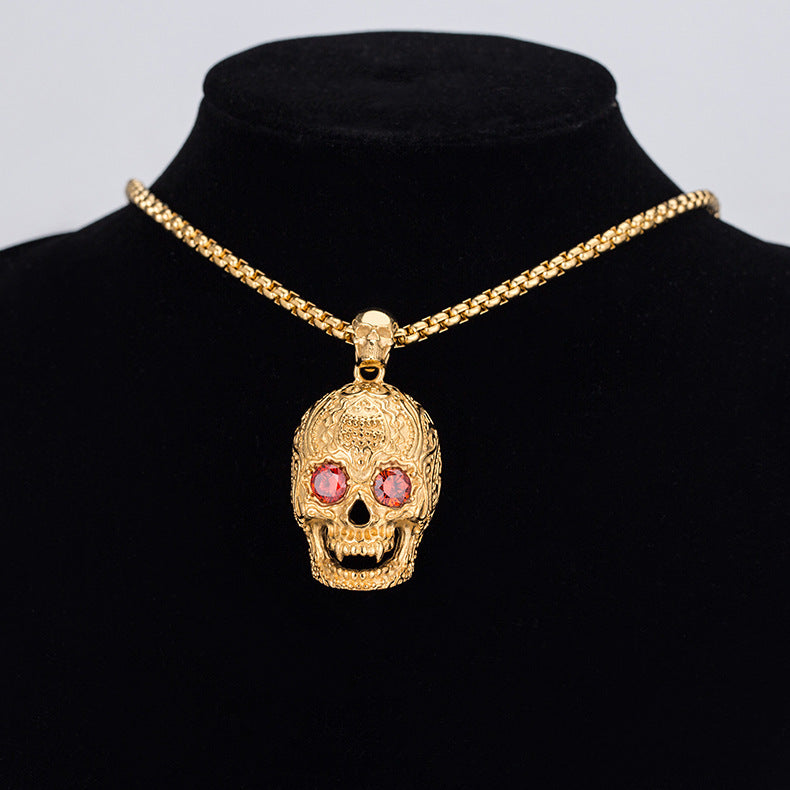 Steel Necklace – Statement Skull Necklace For Men Urban Hip Hop Fashion Accessory