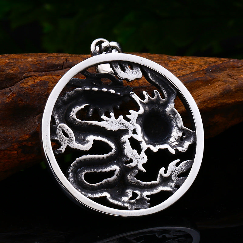 Custom Ethnic Dragon Titanium Steel Pendant for Men - Wholesale Stainless Steel Jewelry