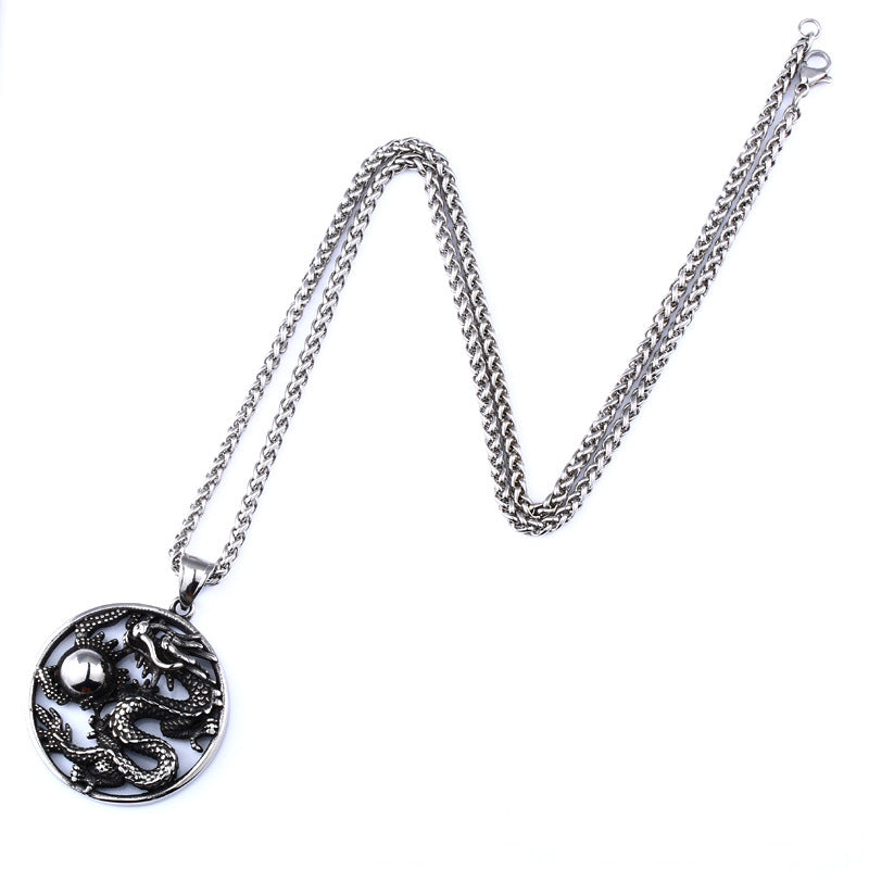 Custom Ethnic Dragon Titanium Steel Pendant for Men - Wholesale Stainless Steel Jewelry
