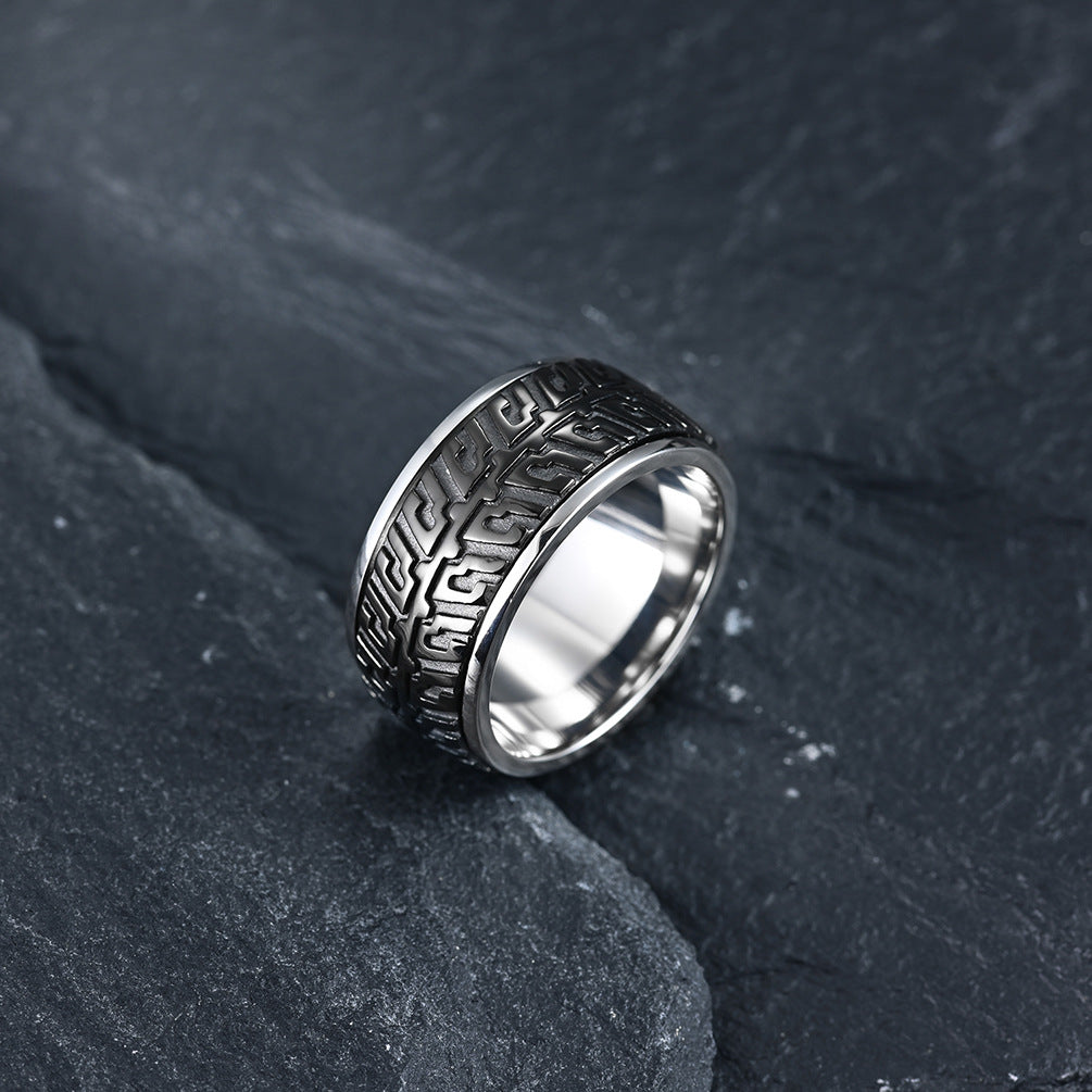Rotatable Car Tire Titanium Steel Ring for Hipster Men
