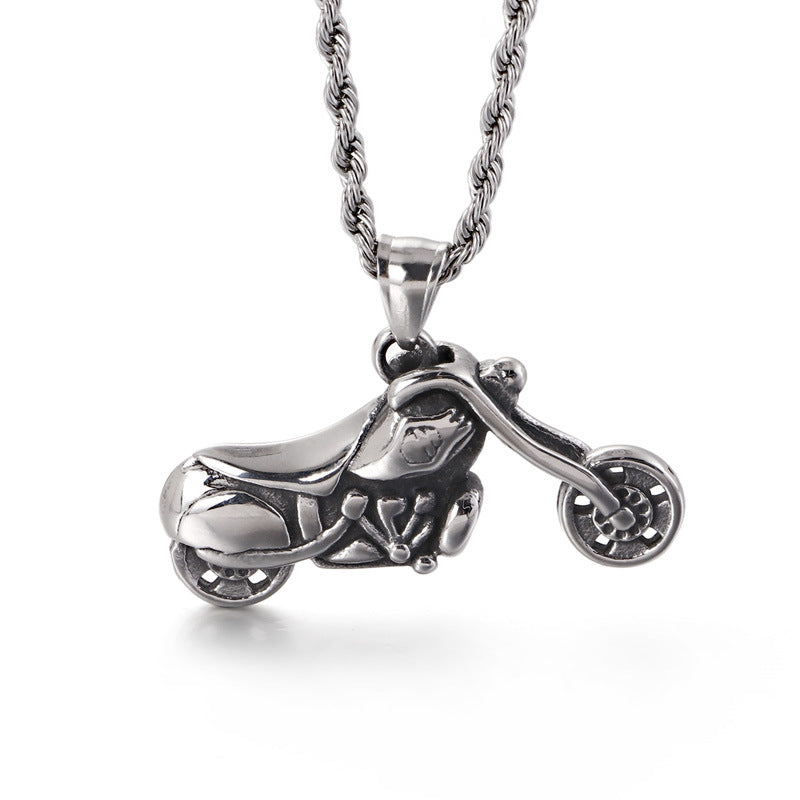 Rebel Rider Titanium Steel Skull Motorcycle Pendant