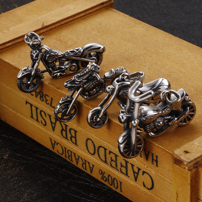 Rebel Rider Titanium Steel Skull Motorcycle Pendant