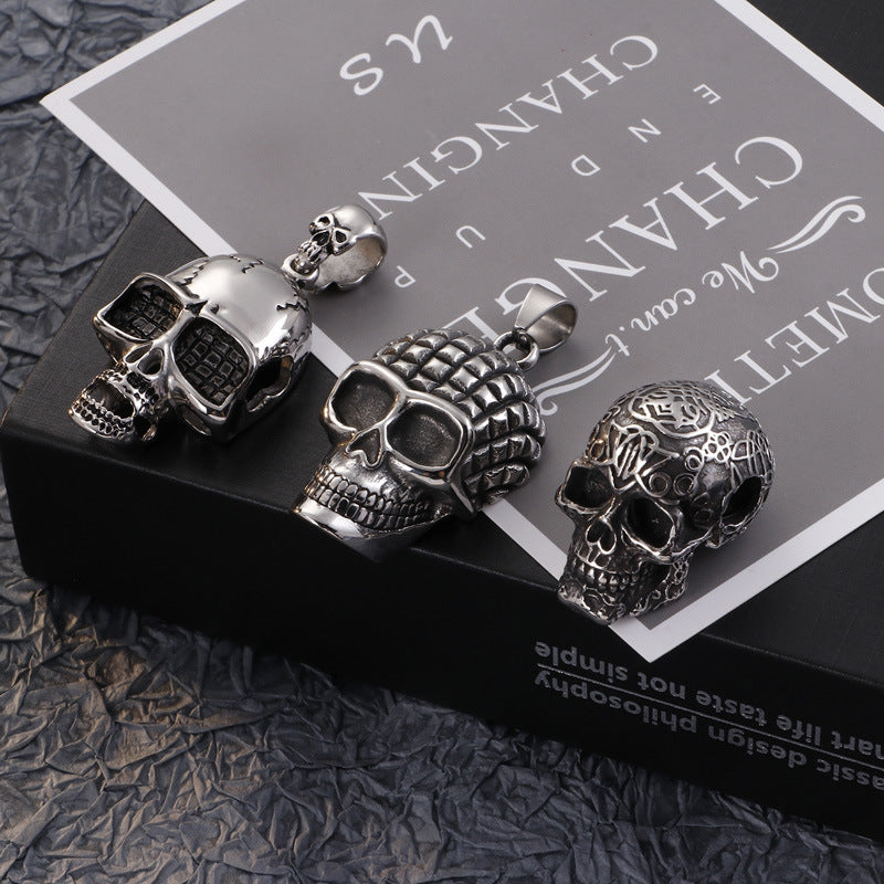 Trendy Men's Skull Pendant in Hip-Hop Style - European and American Titanium Steel Jewelry