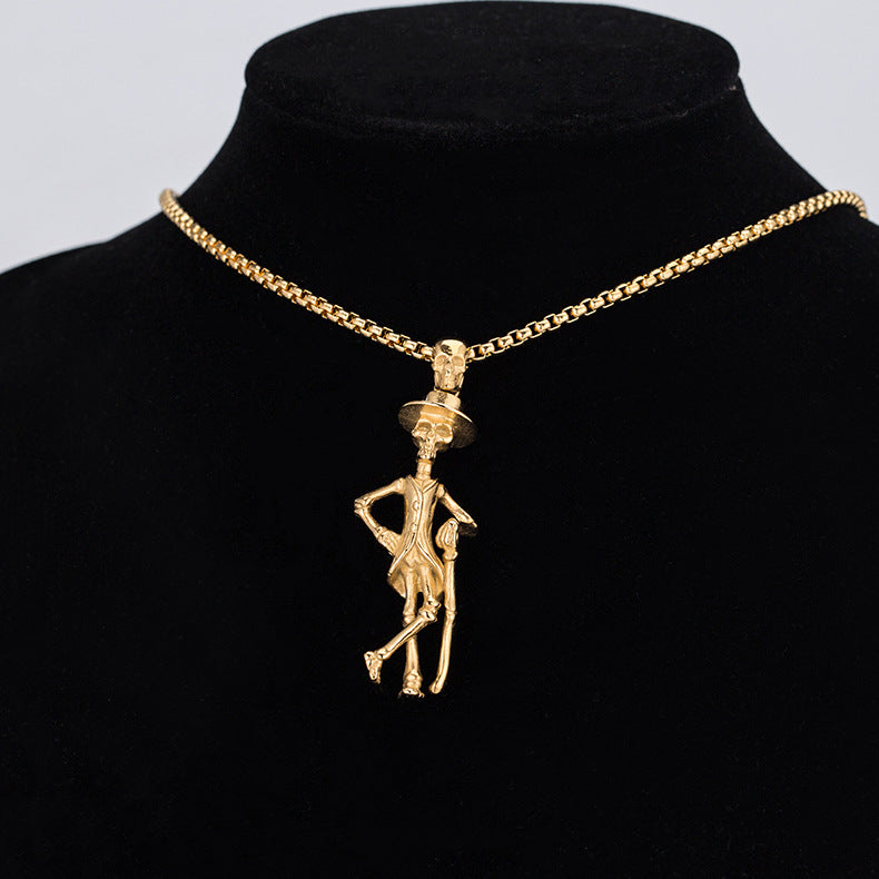 Steel Necklace - Statement Men's Skull Necklace