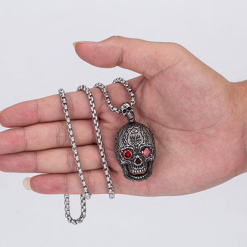 Steel Necklace – Statement Skull Necklace For Men Urban Hip Hop Fashion Accessory