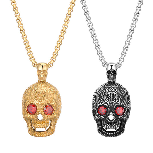 Steel Necklace – Statement Skull Necklace For Men Urban Hip Hop Fashion Accessory